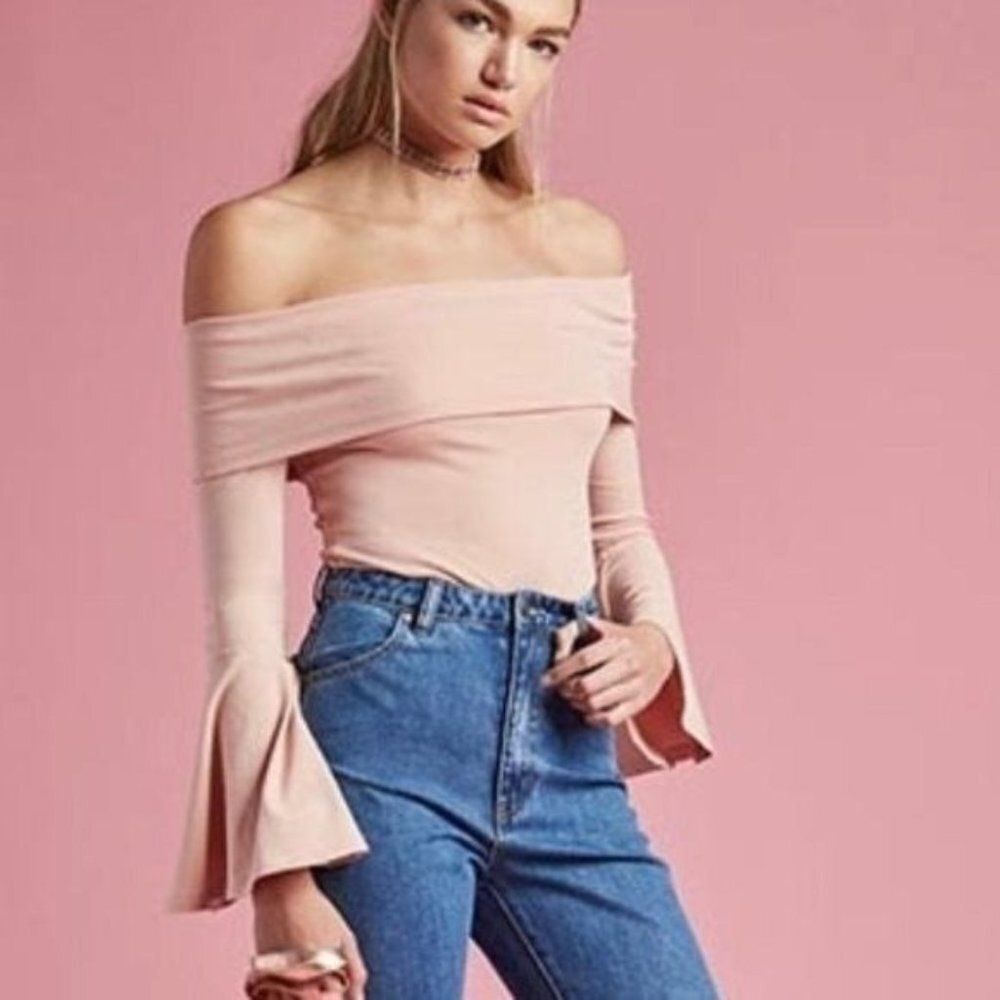 House of Harlow 1960 x Revolve Pink Abby Off Shoulder Bodysuit Large